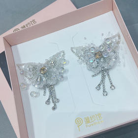 刺绣蝴蝶水晶发夹