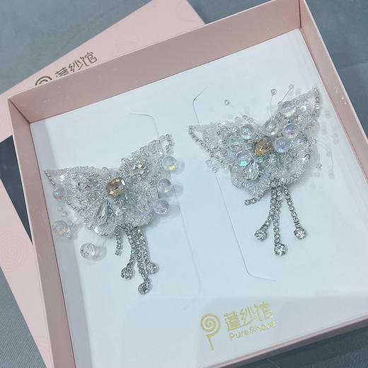 刺绣蝴蝶水晶发夹 商品图0