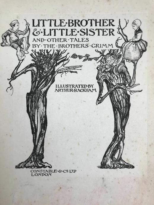 1917年 小弟弟和小姐姐及其他格林童话集 鬼才拉克姆13幅彩色手工贴图与大量黑白插图 布面精装16开 商品图2