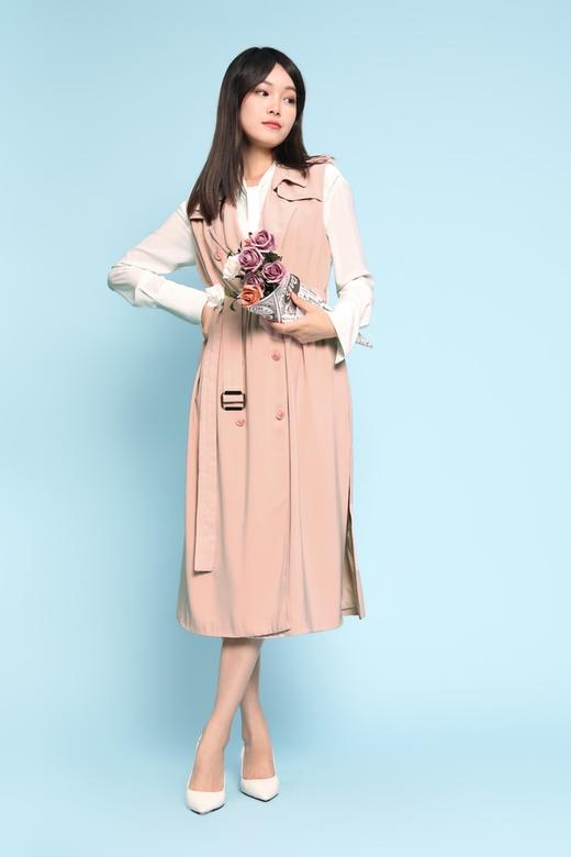 ZVY 粉色无袖系带连衣裙 3355 商品图0