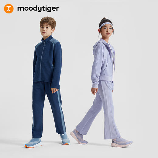 【专属】moodytiger儿童套装秋新款男女童肌理感拼接连帽外套休闲运动裤子M33110402 商品图0