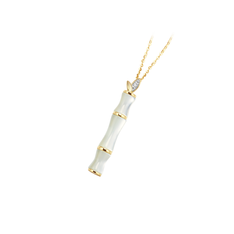 ［东方幸趣］18K金贝母镶钻项链#修篁