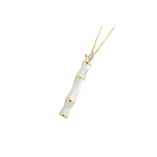 ［东方幸趣］18K金贝母镶钻项链#修篁 商品图0