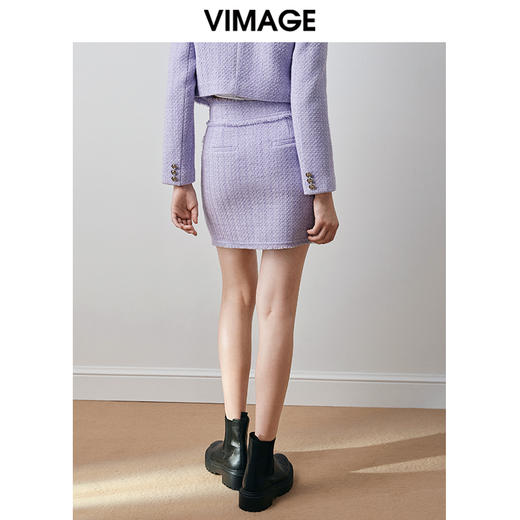 VIMAGE纬漫纪秋季新款高腰拉链带口袋设计小香风半裙V2006613 商品图4