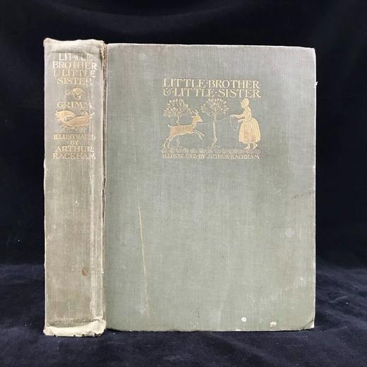 1917年 小弟弟和小姐姐及其他格林童话集 鬼才拉克姆13幅彩色手工贴图与大量黑白插图 布面精装16开 商品图0