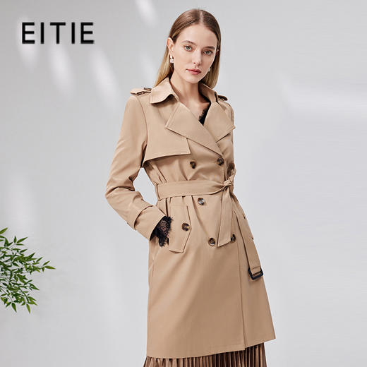 EITIE爱特爱秋季新款气质时尚翻领收腰显瘦百搭风衣外套6704411 商品图0
