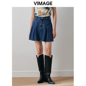 VIMAGE纬漫纪秋季新款设计感高腰百褶裙裤V2005615