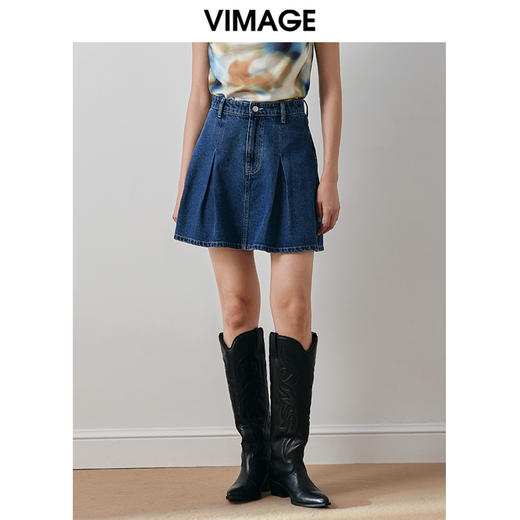 VIMAGE纬漫纪秋季新款设计感高腰百褶裙裤V2005615 商品图0