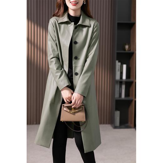 【现货7天】皮衣风衣外套女中长款2023秋季新款韩版高级感宽松直筒大衣 商品图1