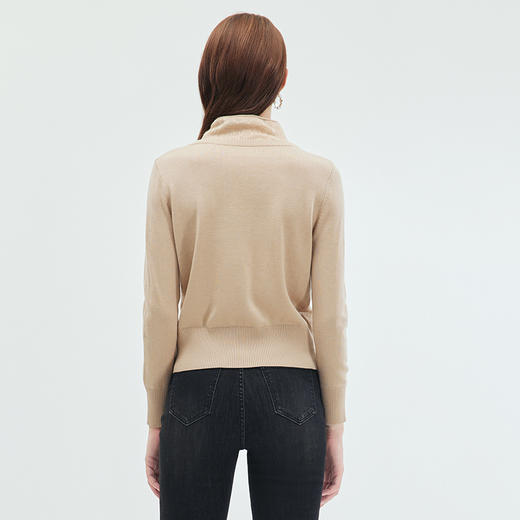 EITIE爱特爱时尚通勤假两件高领保暖舒适纯色抽绳针织衫秋新款C2301234 商品图5