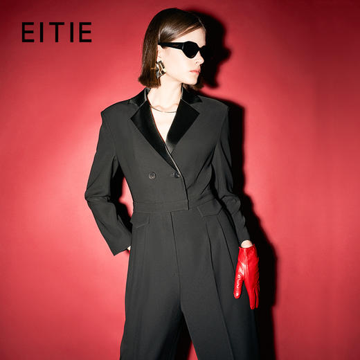 EITIE爱特爱秋季新款时尚干练职业通勤翻领显瘦连体裤女7107829 商品图0