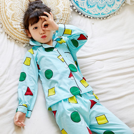 【卡通图案设计！空调家居服套装】儿童睡衣春秋季套装，纯棉薄款长袖，卡通男孩女孩中大童夏空调家居服套装-QQ 商品图12
