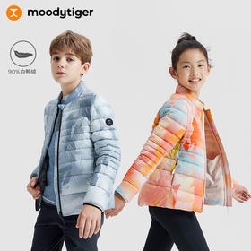 【专属】moodytiger儿童羽绒服男女童23年秋季新款印花冬季三防轻薄鸭绒服M33510701