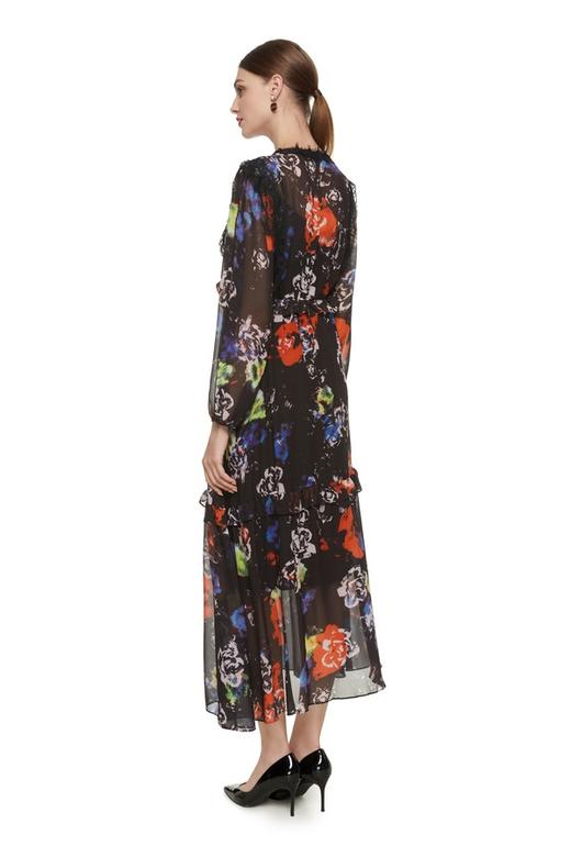 SUMMER & SAGE 黑色印花雪纺连衣裙 7316 商品图2