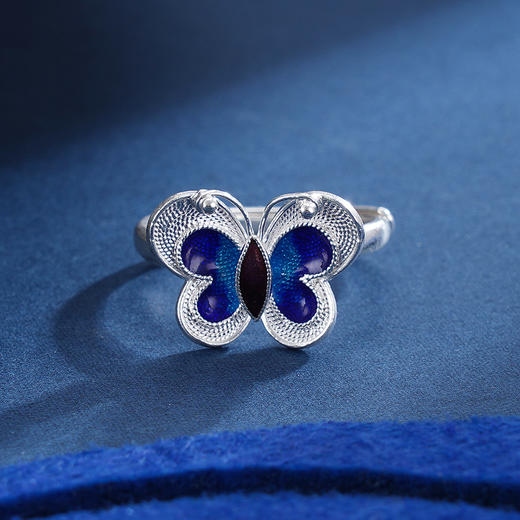 子佩集S990银【蓝蝶】戒指【MXJZ002】花丝蝴蝶2308 商品图3
