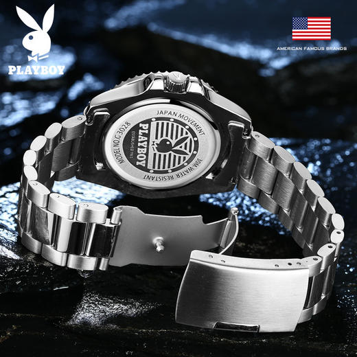 「经典之作！花花公子男表」花花公子PLAYBOY手表 石英表夜光防水力士男士手表男时尚饰品 商品图2