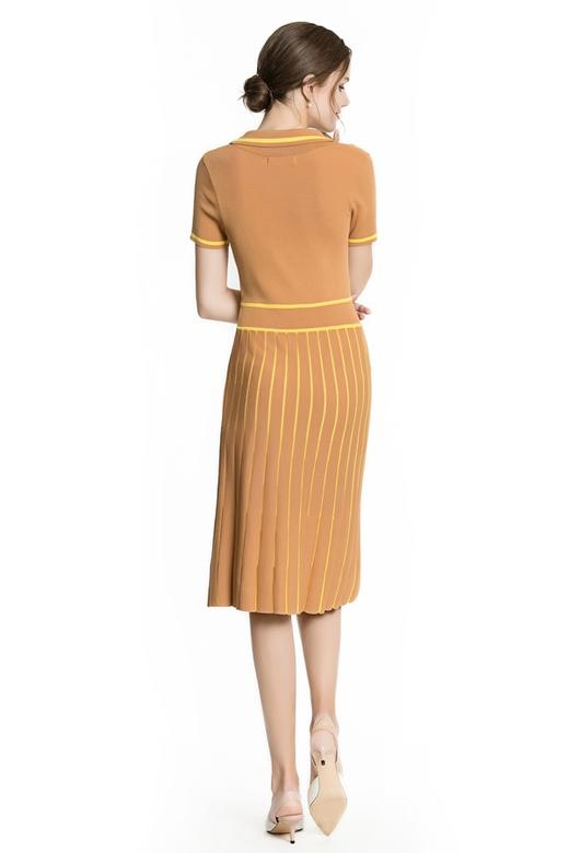 DOTACOKO 芥末黄学院风百褶连衣裙 3290 商品图3