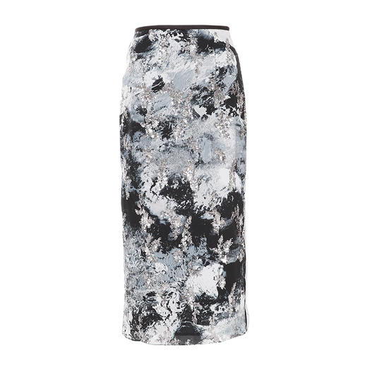 VIMAGE纬漫纪秋季新款高腰复古印花开叉半身裙V2006602 商品图6