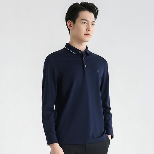 圣得西翻领polo衫男2025秋款纯色休闲打底青中年男士长袖T恤 商品图2