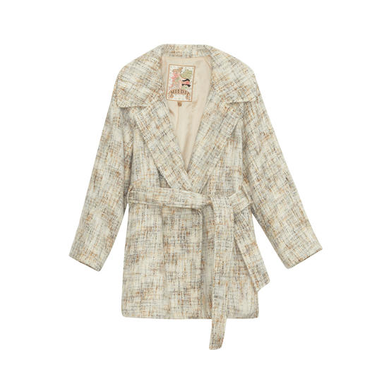 谜底粗花呢外套女2023秋季新款复古文艺翻驳领羊毛呢子233MD0952 商品图4