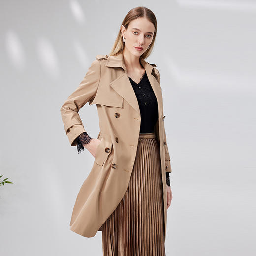 EITIE爱特爱秋季新款气质时尚翻领收腰显瘦百搭风衣外套6704411 商品图2