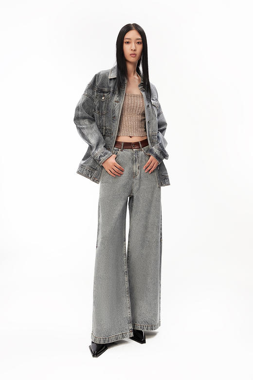 lost in echo设计师品牌涂层雪花水洗宽松牛仔外套中性宽松百搭 商品图0