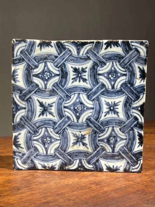 青花绘连环绳结纹瓷板地砖，顺丰包邮 商品图0