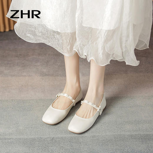ZHR浅口单鞋女2023新款秋季时尚ins小皮鞋女低跟小香风奶奶鞋 商品图1