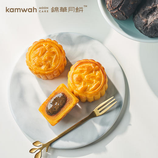 香港锦华 黑松露流心奶黄60g*8月饼礼盒装高档双层铁盒 商品图3