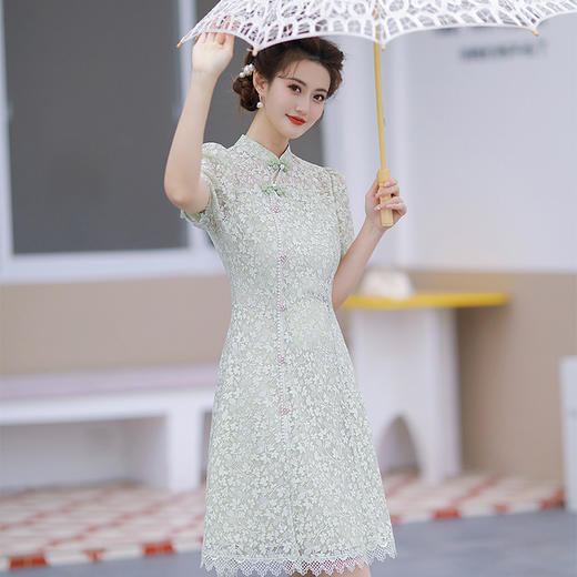 YS-06007夏季三色旗袍中长款新款修身优雅时尚改良版旗袍连衣裙复古 商品图1