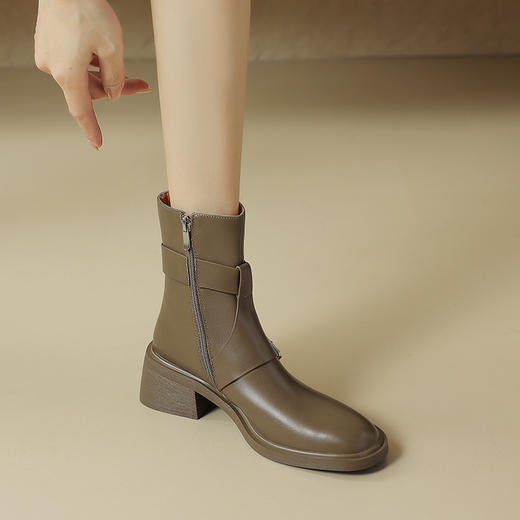 时尚潮流，粗跟低跟短靴HL-377 商品图1