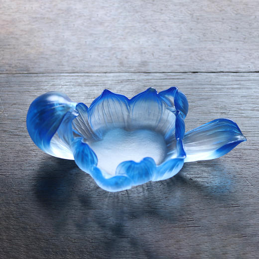 琉璃-生如夏花 琉璃摆件莲花烛台佛龛莲花座佛供佛座 商品图1