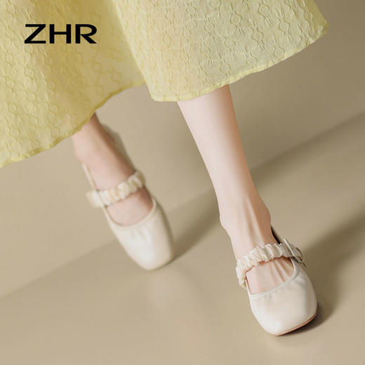 ZHR女鞋小香风浅口单鞋女2023新款ins洋气玛丽珍鞋英伦风小皮鞋女 商品图2