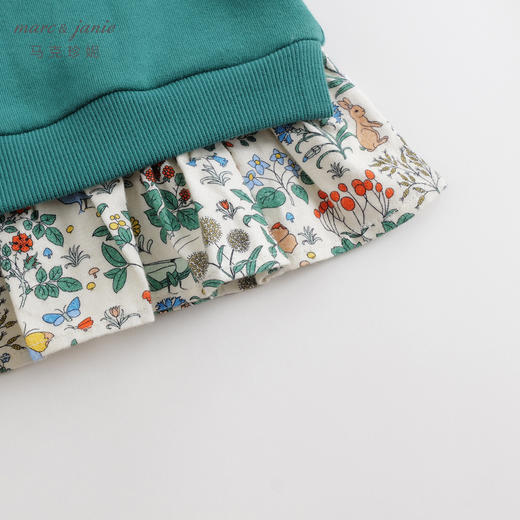 马克珍妮秋装新款 女童拼接碎花下摆宽松卫衣 儿童上衣231603 商品图4