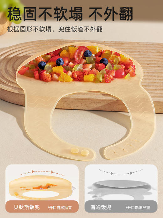 贝肽斯宝宝吃饭围兜婴儿围嘴辅食饭兜超软硅胶儿童防水防油饭罩衣 商品图2