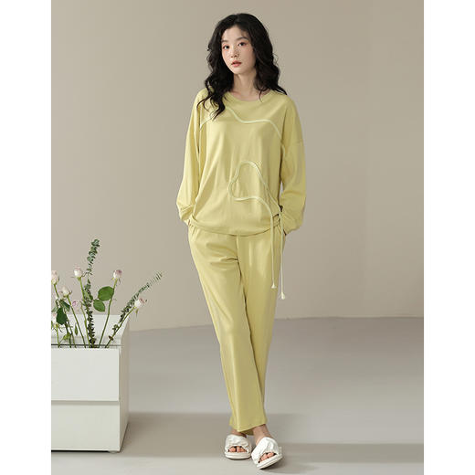 可人儿春秋季柔软棉睡衣女韩版圆领高级感长袖可外穿秋款家居服套装 商品图6
