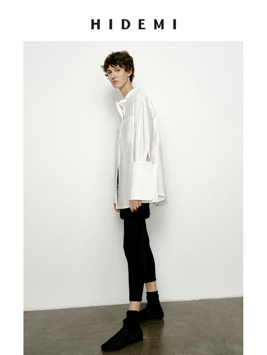 HIDEMI 极简简约经典设计感圆领宽袖大廓形衬衫 商品图8