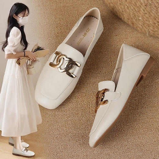 ZHR乐福鞋女2023夏季新款百搭时尚鞋一脚蹬软底平底半拖单鞋 商品图1