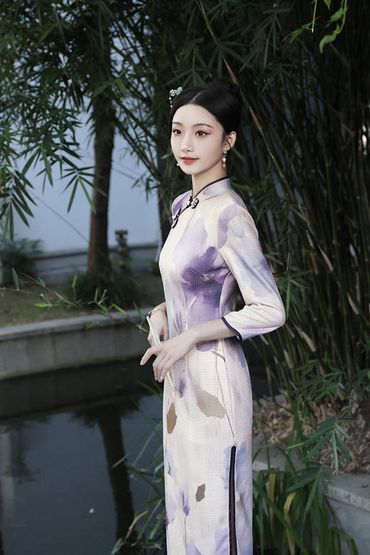 日常长款改良，素雅新中式旗袍XL-23279 商品图3