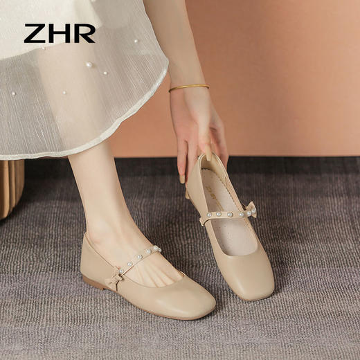 ZHR浅口单鞋女2023新款秋季时尚ins小皮鞋女低跟小香风奶奶鞋 商品图3