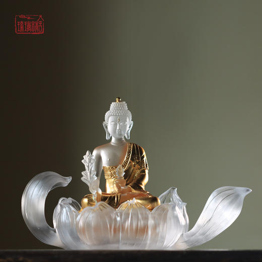 琉璃-生如夏花 琉璃摆件莲花烛台佛龛莲花座佛供佛座 商品图8