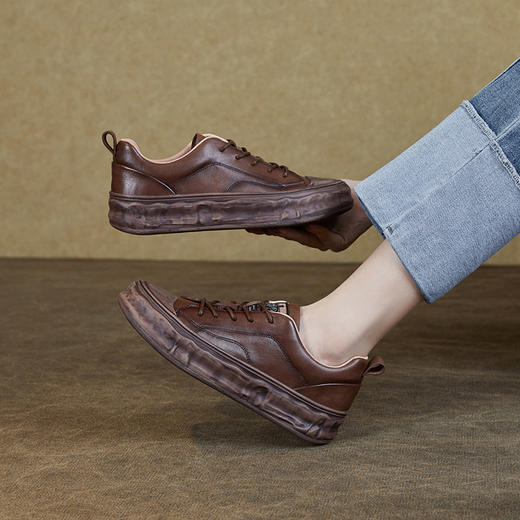 ZM 231323复古休闲潮鞋平底脏脏鞋真皮系带包头板鞋 商品图2