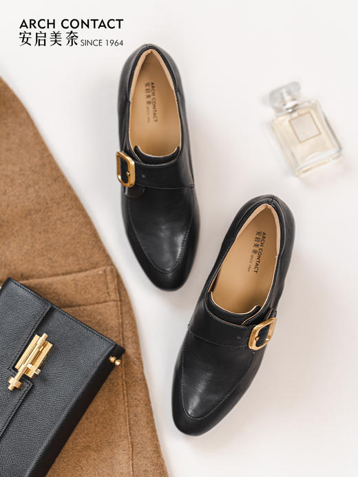 ARCHCONTACT安启美奈粗跟带扣英伦小皮鞋52842 商品图3
