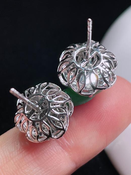 497142 翡翠18K老坑阳绿蛋面耳钉  饱满细腻，款式精美 裸石尺寸：9.4/10.2mm（含金厚） 超值价💰8580 商品图5