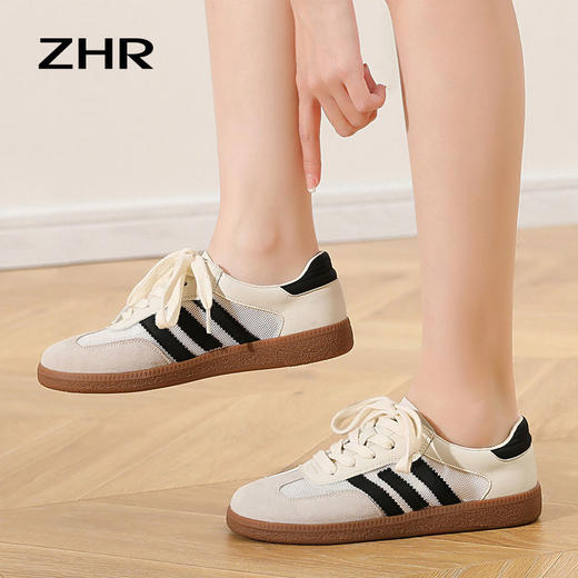 ZHR拼接德训鞋女2023新款透气百搭网面休闲鞋ins时尚复古板鞋 商品图3