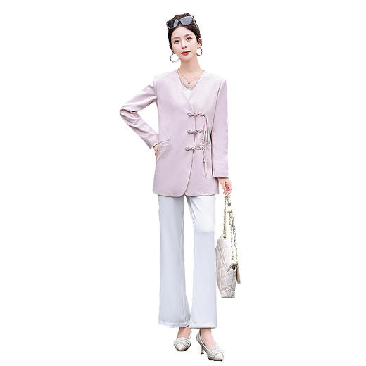 秋季新款，新中式直角肩V领盘扣外套HR-QMC1502 商品图8