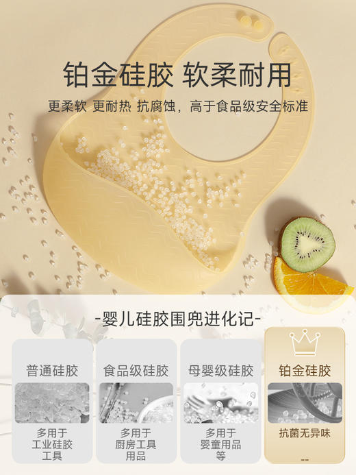 贝肽斯宝宝吃饭围兜婴儿围嘴辅食饭兜超软硅胶儿童防水防油饭罩衣 商品图1