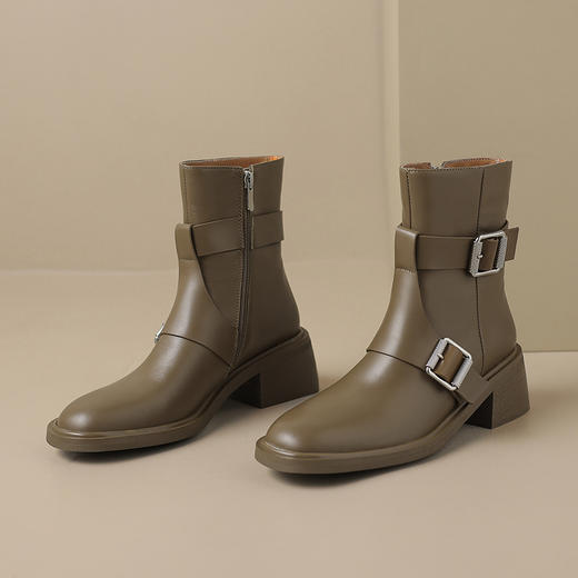 时尚潮流，粗跟低跟短靴HL-377 商品图3