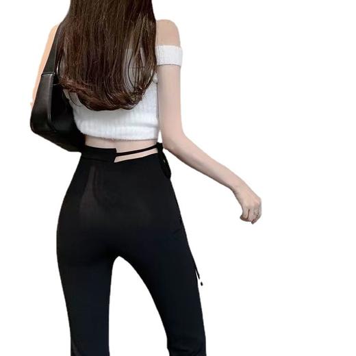 夏日来袭，微喇叭裤女装备必备！高腰绑带设计，修身显瘦，让你美出新高度。不规则剪裁，搭配休闲拖地裤，尽显时尚范儿。马蹄裤腿线条优美，轻松打造街头潮流风。 商品图4