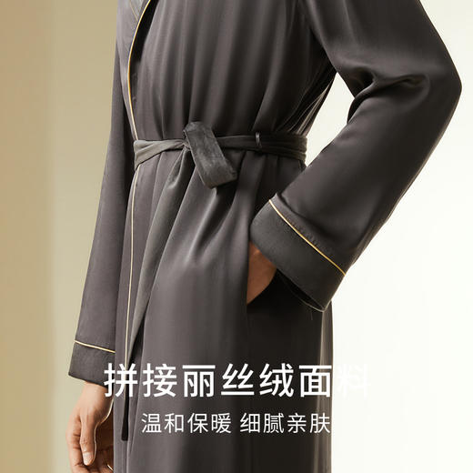 19姆米重磅桑蚕丝男士真丝晨袍浴袍优雅保暖睡袍送礼金三塔秋冬  YSMDD101 商品图3